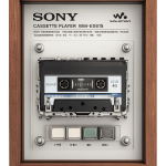 Vintage Walkman cassette player frame art with real components